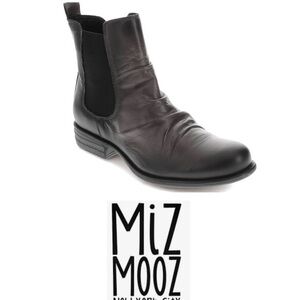 Miz Mooz Lissie Grey Antique  Ankle Booties with Elastic Panels